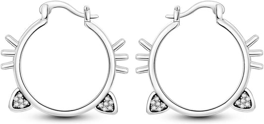 ONE: 925 Sterling Silver Hoop Earrings 14K Gold Plated Jewelry CZ