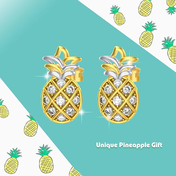 0NE:  Necklace and Earrings Set Genuine 925 Sterling Silver Style: Pineapple