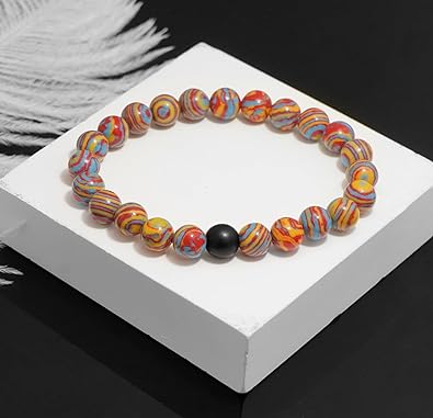 TWO: HANDMADE Natural Stones Beaded Bracelets Elastic Stretch