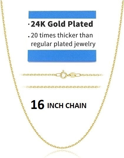 ONE: Solid 24K Real Gold Over 925 Sterling Silver Chain Jewelry 16 INCH GOLD CHAIN