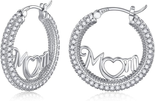 ONE: 925 Sterling Silver Post Hoop Earrings 14K Gold Plated Jewelry CZ