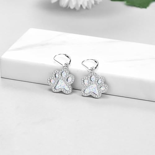 ONE PAIR:  Hoop Earrings Genuine 925 Sterling Silver Style: Lever back Paw Earrings