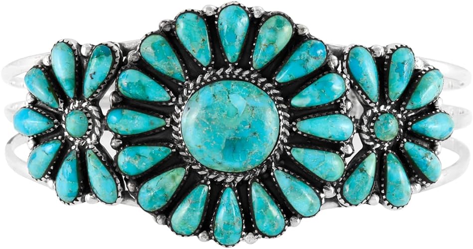 ONE :💎Color: Handmade Genuine Natural Turquoise and 925 Sterling Silver (Solid) Cuff Bracelet