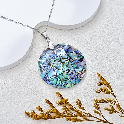ONE: Handmade Healing Crystal Abalone Shell Pendant Necklace