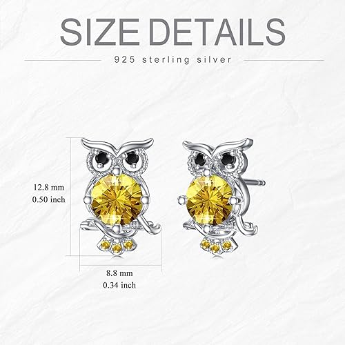 ONE PAIR:  Hoop Earrings Genuine 925 Sterling Silver OWL STUD