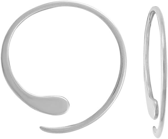 ONE PAIR: Pull Through Hoop Earrings Genuine 925 Sterling Silver