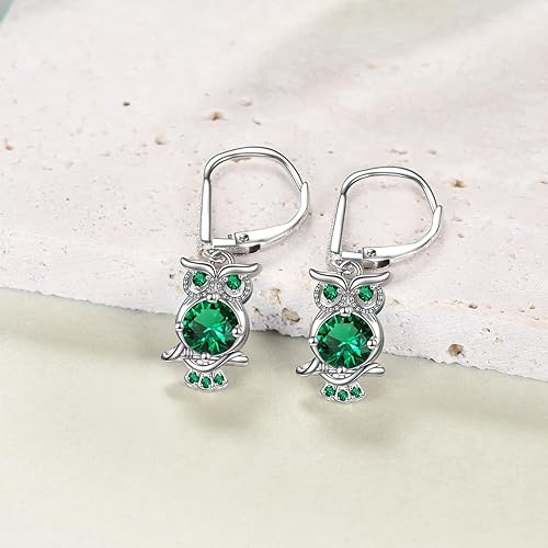 ONE PAIR:  Hoop Earrings Genuine 925 Sterling Silver OWL STUD