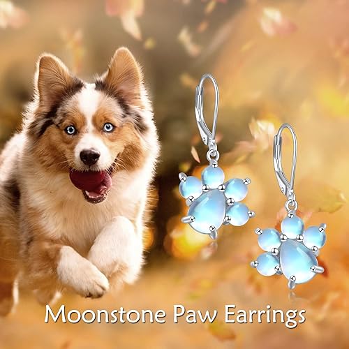 ONE PAIR:  Hoop Earrings Genuine 925 Sterling Silver Style: Lever back Paw Earrings