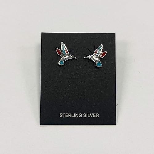 ONE PAIR: Santa Fe Turquoise authentic Native American Turquoise Earrings Gemstone Southwestern Style 925 Sterling Silver