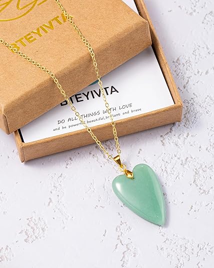 ONE: Handmade Healing Crystal Pendant Necklace, Natural Energy Stone Green Aventurine