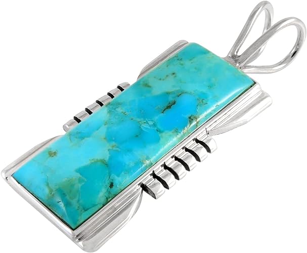 ONE :💎Sterling Silver (Solid) 925 Color: Turquoise Necklace Pendant Necklace (20" Length)