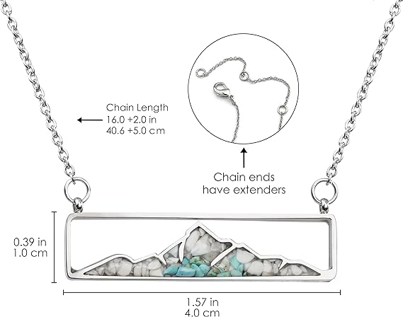 ONE: Turquoise Bar Mountain Howlite Stainless Steel Pendant Necklace