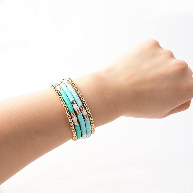 ONE: Premium Handmade New Light Green Set 5pcs Bracelet's for Women