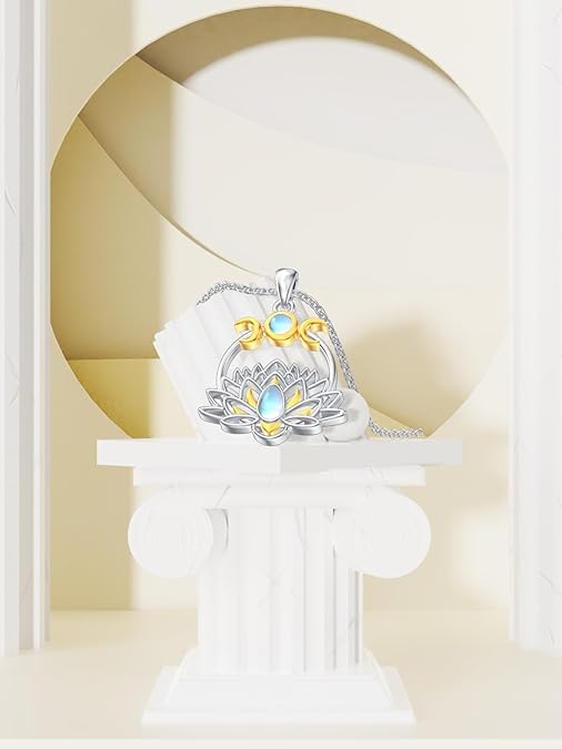 ONE :💎The Lotus Moonstone Pendant Necklace Fine Jewelry 💎