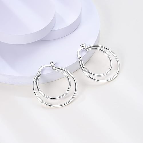 ONE: 925 Sterling Silver Hoop Earrings 14K Gold Plated Jewelry CZ