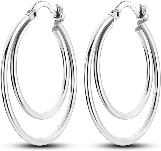 ONE: 925 Sterling Silver Hoop Earrings 14K Gold Plated Jewelry CZ