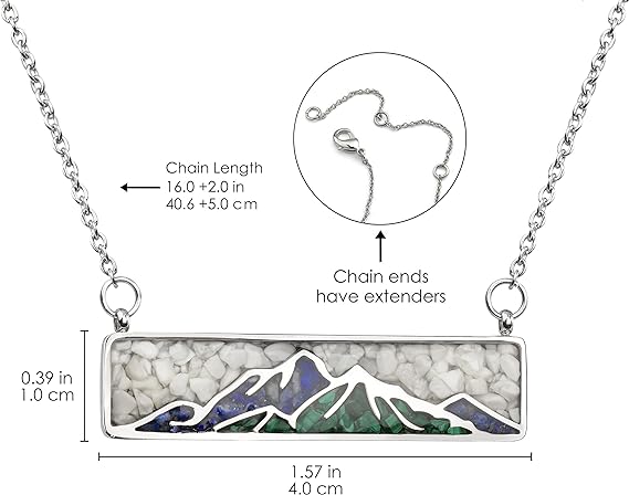 ONE: Turquoise Bar Mountain Howlite Stainless Steel Pendant Necklace