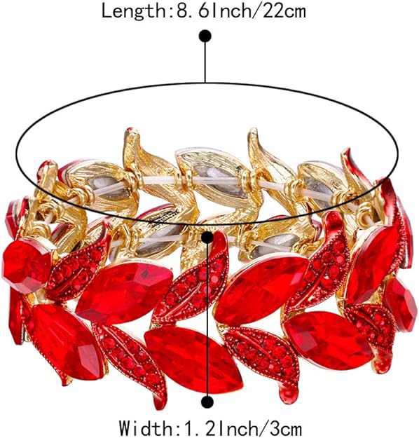 0NE: Premium Gorgeous Jewelry Elegant Crystal Marquise-Shape Leaf Stretch Bangle Bracelet