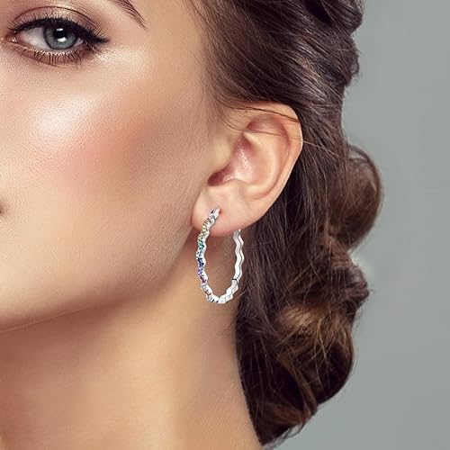 ONE: 925 Sterling Silver Post Hoop Earrings 14K Gold Plated Jewelry CZ