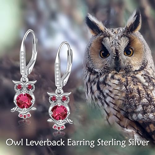 ONE PAIR:  Hoop Earrings Genuine 925 Sterling Silver OWL STUD