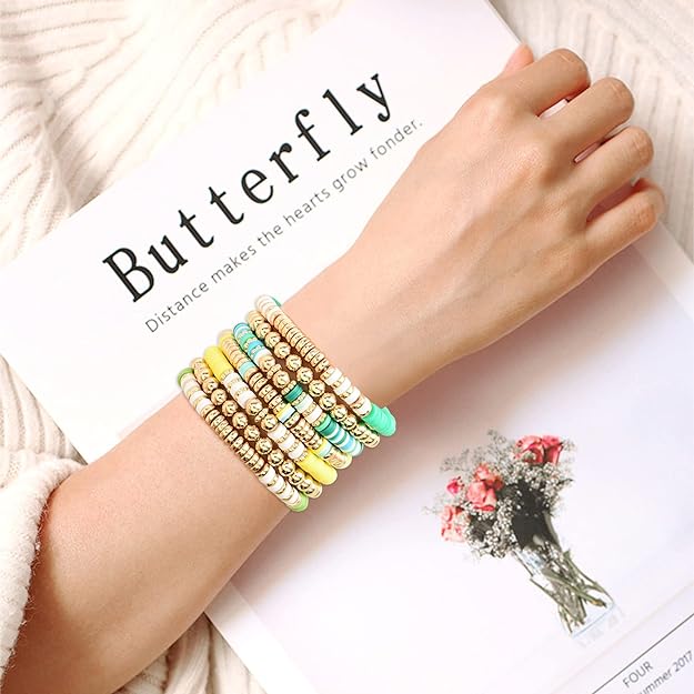 ONE: Premium Handmade New Green Set 7pcs Bracelet's for Women