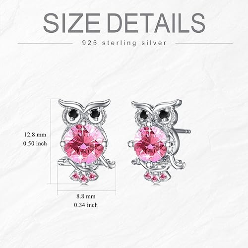 ONE PAIR:  Hoop Earrings Genuine 925 Sterling Silver OWL STUD