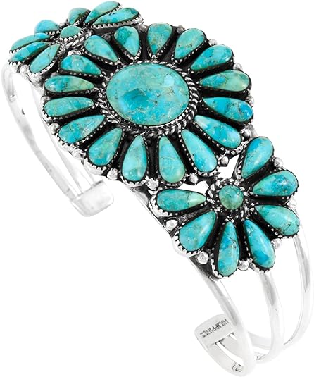 ONE :💎Color: Handmade Genuine Natural Turquoise and 925 Sterling Silver (Solid) Cuff Bracelet