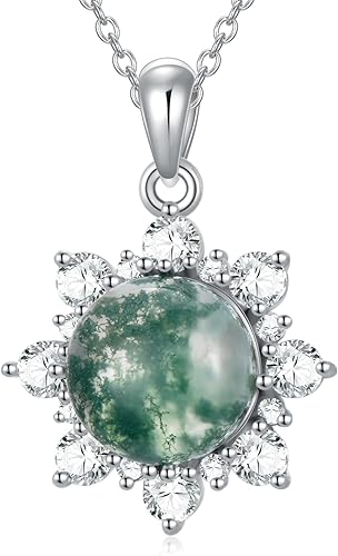 ONE :💎Color: Sunflower Moss Agate Design 925 Sterling Silver💎