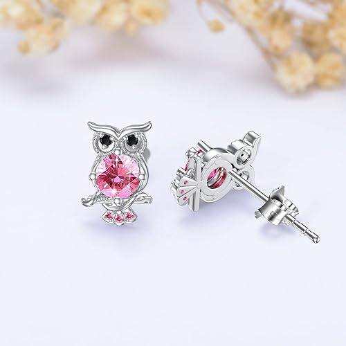 ONE PAIR:  Hoop Earrings Genuine 925 Sterling Silver OWL STUD