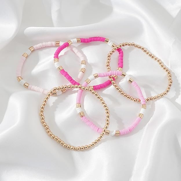 ONE: Premium Handmade New Lite Pink Set 5pcs Bracelet's for Women