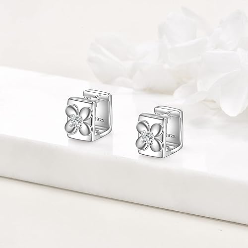 ONE: Thick Flower Hoops Earrings Sterling Silver 925 Sterling Silver 14K Gold Plated Jewelry CZ