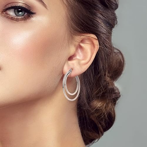 ONE: 925 Sterling Silver Hoop Earrings 14K Gold Plated Jewelry CZ