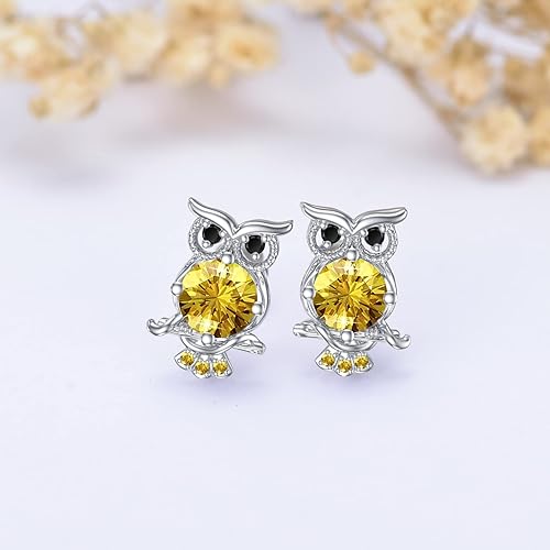 ONE PAIR:  Hoop Earrings Genuine 925 Sterling Silver OWL STUD