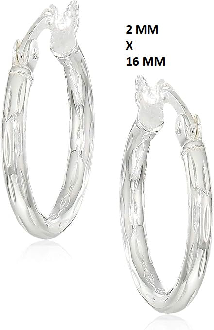 ONE: 925 Sterling Silver 16mm Hoop Earrings 14K Gold Plated Jewelry CZ