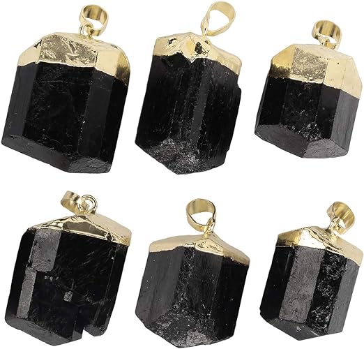 ONE: Handmade Healing Crystal Pendant Necklace, Natural Energy Stone Black Gem Tourmaline Stone