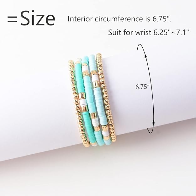 ONE: Premium Handmade New Light Green Set 5pcs Bracelet's for Women