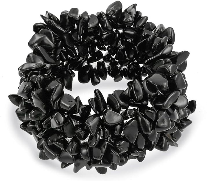 ONE: Premium Gorgeous chunky stretch bracelet Black onyx chip