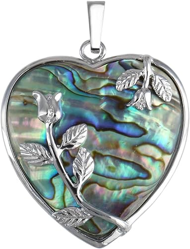 ONE: Handmade Healing Crystal HEART Abalone Shell TREE Pendant Necklace