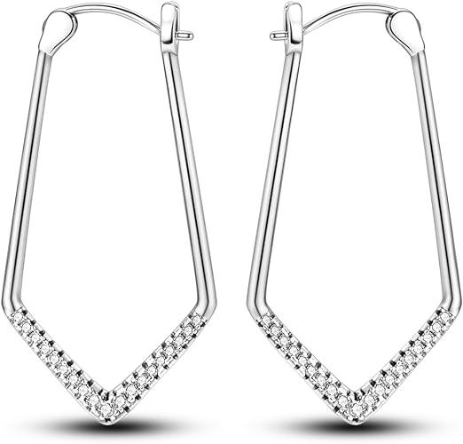 ONE: 925 Sterling Silver Hoop Earrings 14K Gold Plated Jewelry CZ