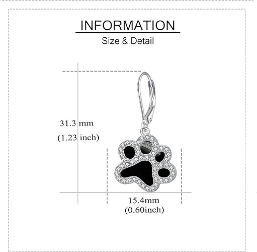 ONE PAIR:  Hoop Earrings Genuine 925 Sterling Silver Style: Lever back Paw Earrings