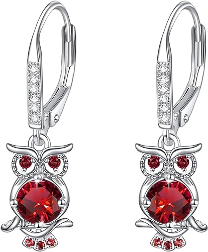 ONE PAIR:  Hoop Earrings Genuine 925 Sterling Silver OWL STUD