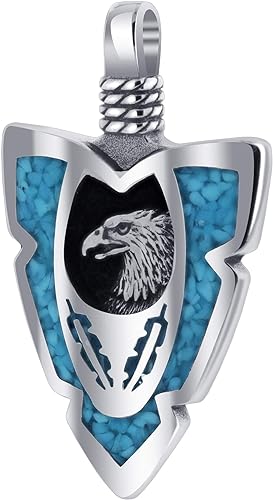 ONE: Santa Fe Arrowhead Turquoise Gemstone Eagle Southwestern Style 925 Sterling Silver Pendant