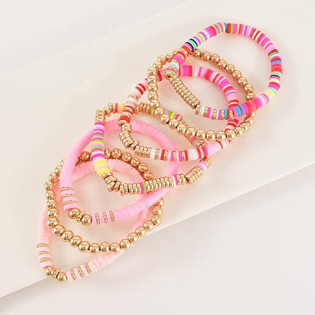 ONE: Premium Handmade New Pink Set 7pcs Bracelet's for Women