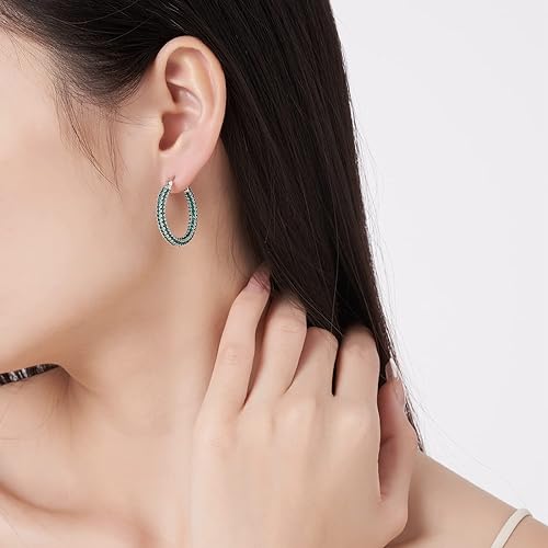 ONE: 925 Sterling Silver Post Hoop Earrings 14K Gold Plated Jewelry CZ