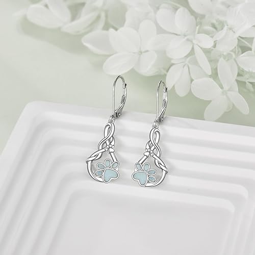 ONE PAIR:  Hoop Earrings Genuine 925 Sterling Silver Style: Lever back Paw Earrings