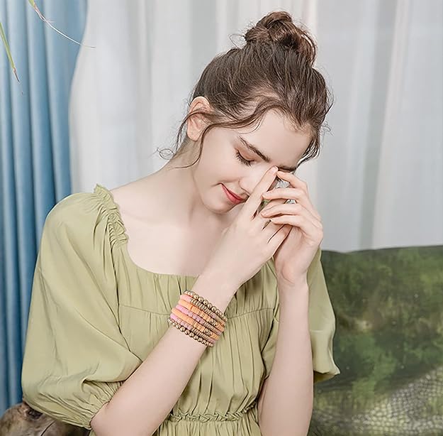 ONE: Premium Handmade New White Pink Set 7pcs Bracelet's for Women