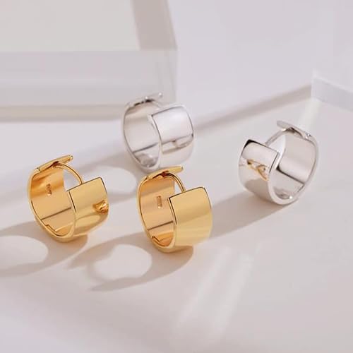 ONE: Thick Hoops Earrings Sterling Silver 925 Sterling Silver 14K Gold Plated Jewelry CZ