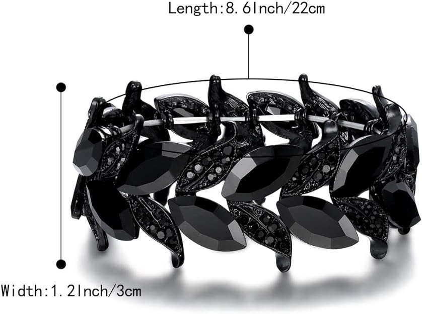 0NE: Premium Gorgeous Jewelry Elegant Crystal Marquise-Shape Leaf Stretch Bangle Bracelet