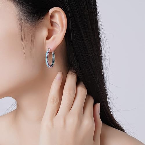 ONE: 925 Sterling Silver Post Hoop Earrings 14K Gold Plated Jewelry CZ