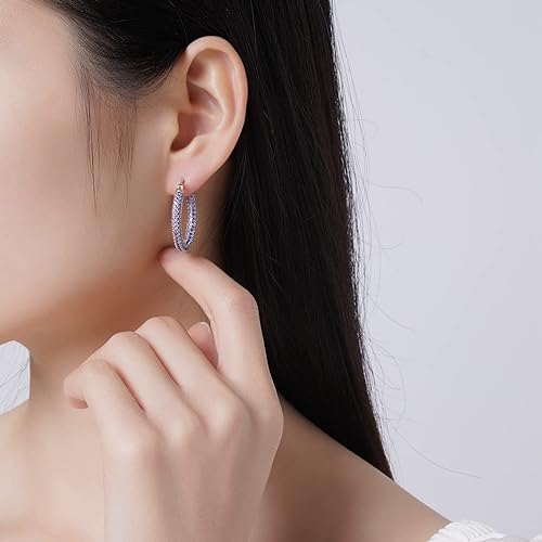ONE: 925 Sterling Silver Post Hoop Earrings 14K Gold Plated Jewelry CZ
